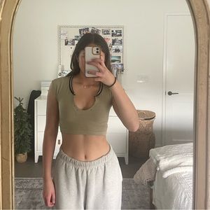 Out From Under Go For Gold Crop Top Olive Size: XS/S Urban Outfitters